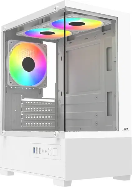 PowerBoost PB-M5001W 500w 3-12cm Rainbow Fanlı USB 3.0 Seaview M-ATX Gaming Beyaz Kasa