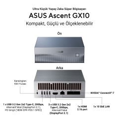 Asus Ascent GX10-GG0027BN Intel Core i9-14900KF 128GB RAM 4TB SSD NVIDIA RTX 6000 Ada NVIDIA DGX OS Yapay Zeka Bilgisayarı