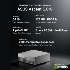 Asus Ascent GX10-GG0027BN Intel Core i9-14900KF 128GB RAM 4TB SSD NVIDIA RTX 6000 Ada NVIDIA DGX OS Yapay Zeka Bilgisayarı