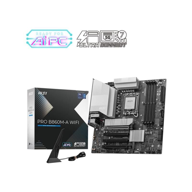 MSI PRO B860M-A WIFI DDR5 8800MT/s mATX Anakart (Intel Ultra Series 2 Uyumlu)