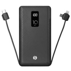 S-link IP-T100C 10.000 mAh Kendinden Üç Kablolu LCD Göstergeli Siyah Powerbank