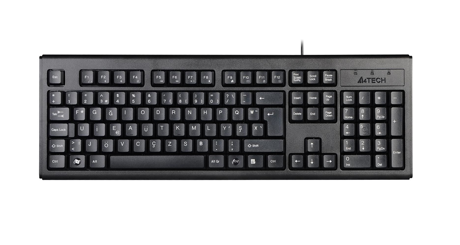 A4 Tech KM-720 Siyah F TR USB Kablolu Fn Multimedya Klavye