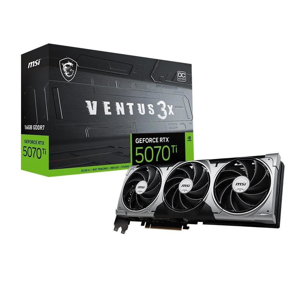 MSI GeForce RTX 5070 Ti 16G VENTUS 3X OC NVIDIA Blackwell 16GB GDDR7 256‑Bit DLSS 4 Üçlü Fan PCIe 5.0 OC Edition Ekran Kartı