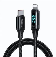 Mcdodo CA-1030 36W Type-C to Lightning Dijital Ekranlı PD Hızlı Şarj ve Veri Kablosu - 1.2m Siyah