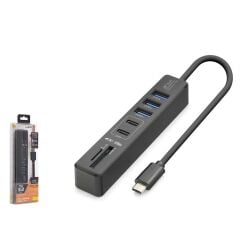 Hadron HDX7061 İetop 7 in 1 USB-C Hub - 2x USB-C 3.2 + 3x USB-A 3.2 + SD/TF Kart Okuyucu 5Gbps Siyah