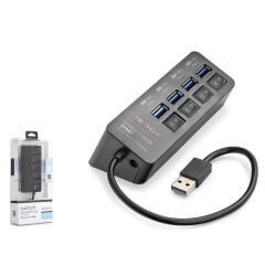 Hadron HDX7056 İetop Usb Hub 5Gbps 1x Usb 3.1 + 3x Usb 2.0 Switchli 4 Port Çoklayıcı Siyah