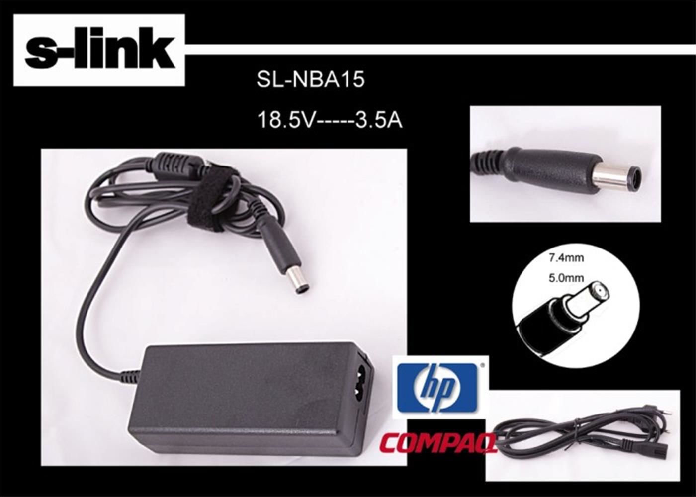 S-link SL-NBA15 18.5V 3.5A 7.4x5.0mm Uç Notebook Adaptör Güç Kaynağı