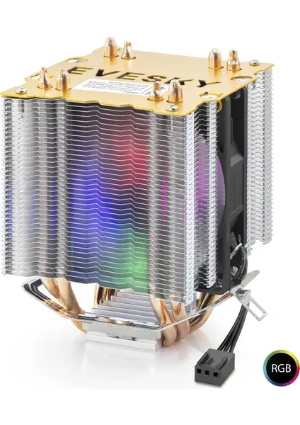 NODAR ND2604 CPU Kule Tipi İşlemci Soğutucu Çift Fanlı 90 mm RGB Siyah
