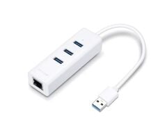 TP‑LINK UE330 USB 3.0 3 Port Hub ve Gigabit Ethernet (1000 Mbps) Adaptör – RTL8153 Çipset, Windows/Mac/Linux/Chrome OS Uyumlu