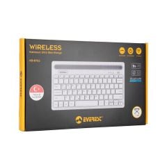 Everest KB-BT82 Beyaz-Gümüş Bluetooth Ultra İnce Şarjlı Kablosuz Klavye (Mac/Win/Android/iOS Uyumlu)