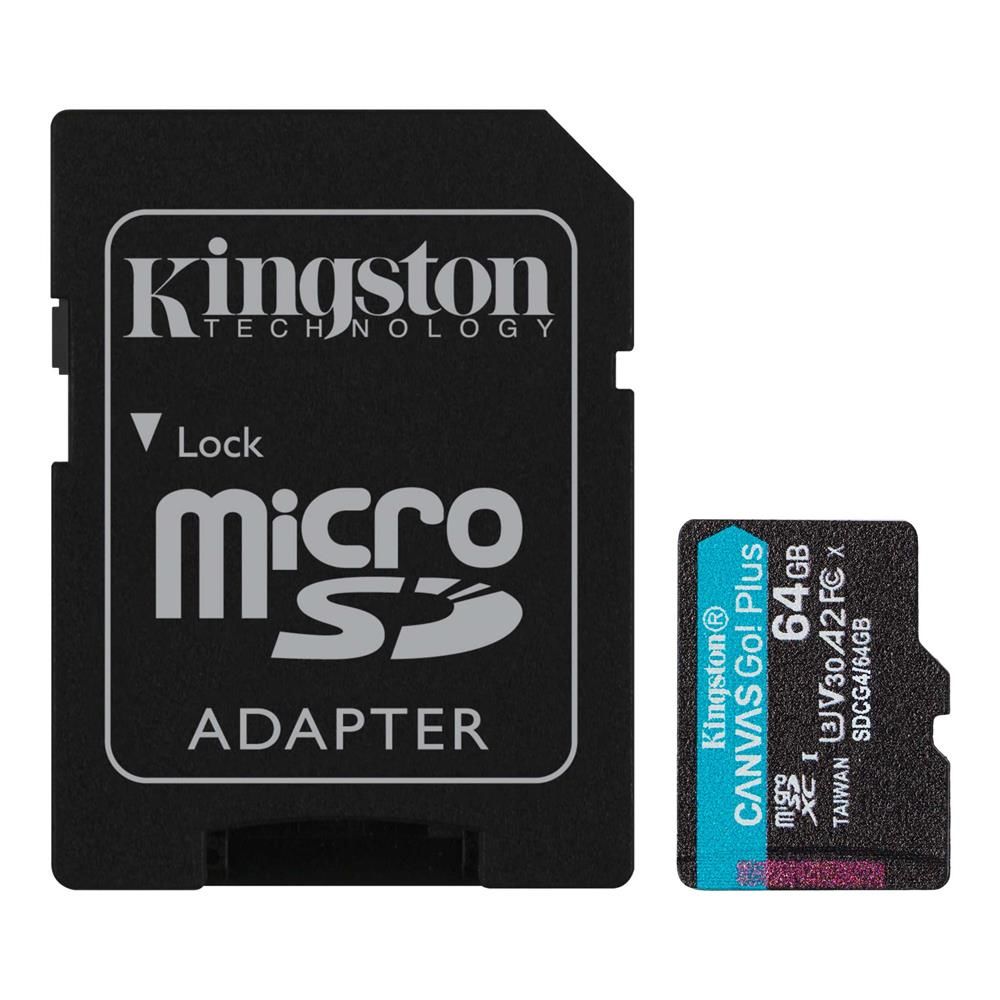 Kingston SDCG4-64GB 64GB microSDXC Canvas Go Plus Gen4 A2 U3 V30 Hafıza Kartı + Adaptör