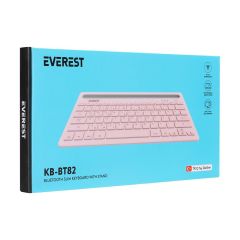 Everest KB-BT82 Pembe-Gri Bluetooth Ultra İnce Şarjlı Kablosuz Klavye (Mac/Win/Android/iOS Uyumlu)
