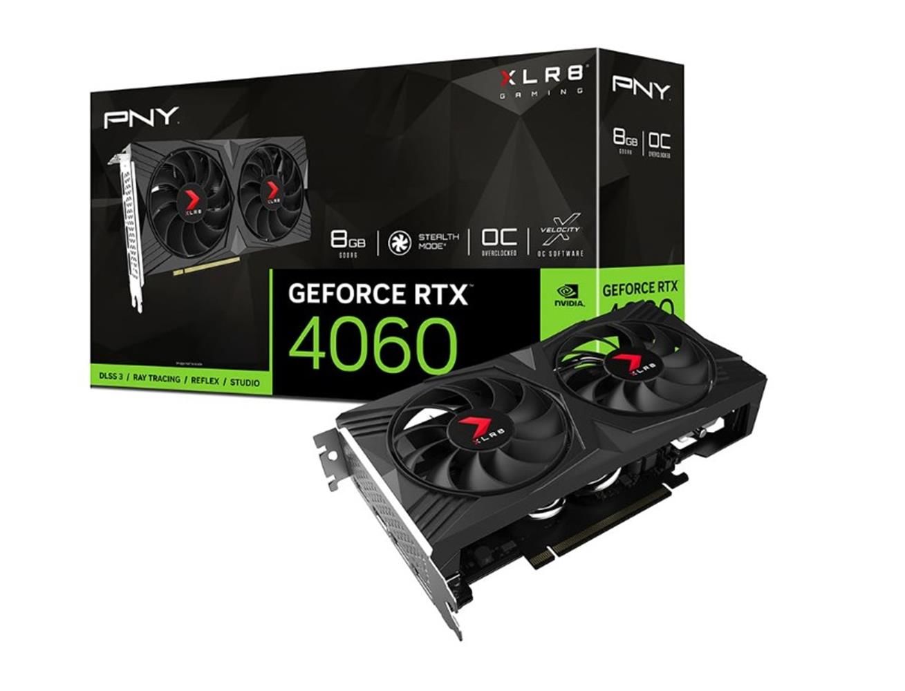 PNY GeForce RTX 4060 8 GB XLR8 Gaming VERTO Dual Fan OC NVIDIA Ada Lovelace 3072 CUDA Çekirdek 1830 MHz Base 2475 MHz Boost 8 GB GDDR6 128‑bit PCIe 4.0 DX12 HDMI 2.1 Ekran Kartı