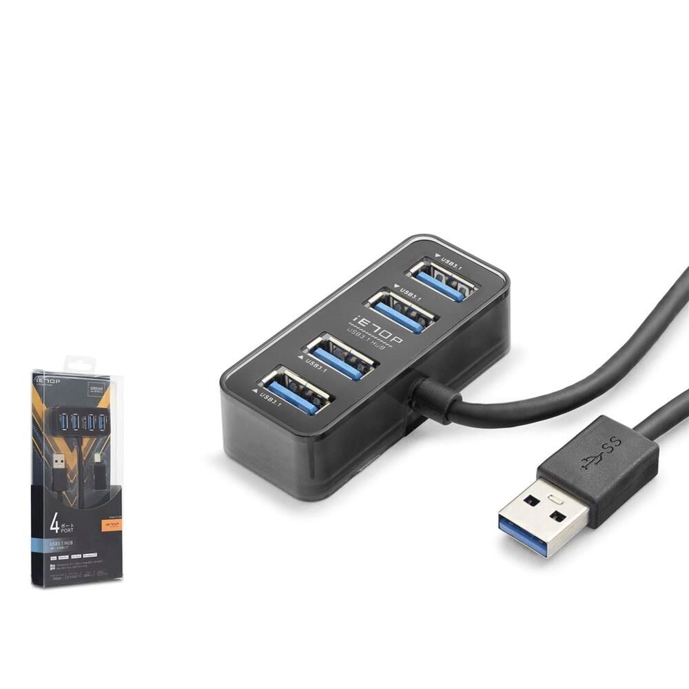 Hadron HDX7055 İetop 4 Port USB 3.1 Hub 5Gbps 2'si 1 Arada USB-A ve Type-C Girişli Çoklayıcı Siyah