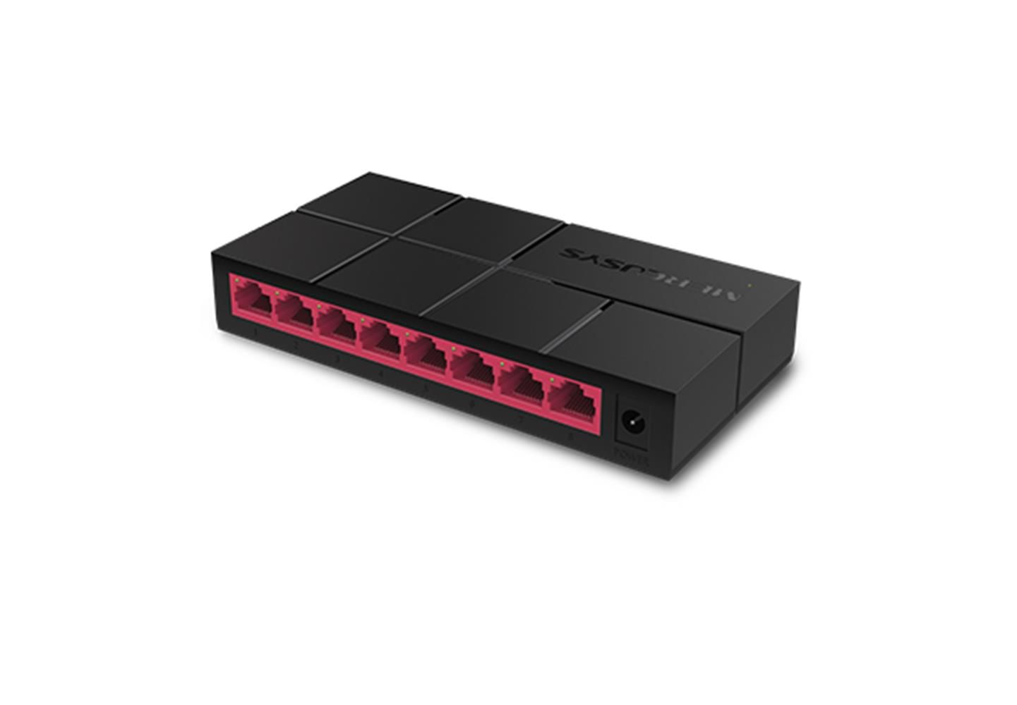 TP‑Link Mercusys MS108G 8 Port 10/100/1000 Mbps Gigabit Masaüstü Unmanaged Switch (siyah plastik kasa)