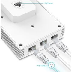 TP-Link Omada EAP655-Wall AX3000 Dual Band Wi-Fi 6 Access Point, 4x1G LAN, 574 Mbps (2.4GHz) / 2402 Mbps (5GHz) – Adaptörsüz