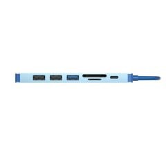 Vcom CUE18 Mavi Type-C to HDMI + USB 3.0 + USB-A 2.0 + SD 2.0 + TF 2.0 + PD 3.0 100W Çoklayıcı