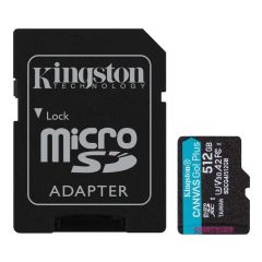 Kingston SDCG4-512GB 512GB microSDXC Canvas Go Plus Gen4 A2 U3 V30 Hafıza Kartı + Adaptör