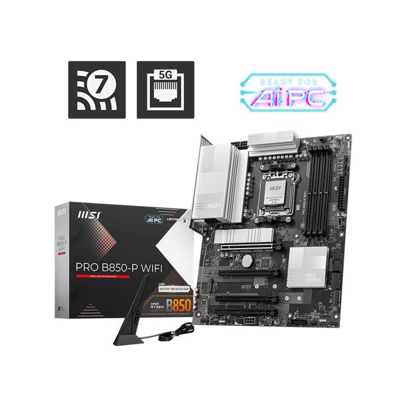 MSI PRO B850‑P WIFI DDR5 8200MT/S 1x HDMI 3x M.2 ATX AM5 (AMD Ryzen 9000/8000/7000 Seri İşlemci Uyumlu)