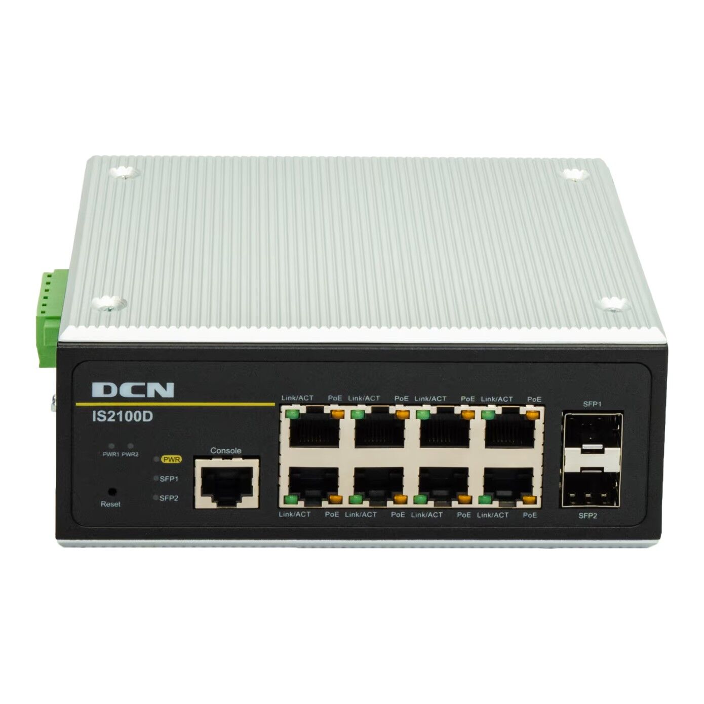 DCN IS2100D-2GF8GT-P 8GE PoE 1xSFP Endüstriyel Switch (Güç Kaynağı Dahil)