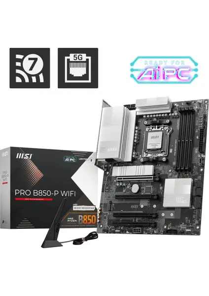 MSI PRO B850-P WIFI AM5 DDR5 8200MHZ(OC) HDMI 3x M.2 USB 10Gbs 5G LAN WI-FI 7 ATX