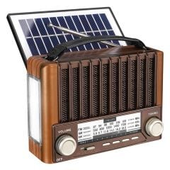 Mikado MDR-310 Ahşap USB-TF Destekli FM-AM-SW+Bluetooth+Solar 3 Band Klasik Radyo