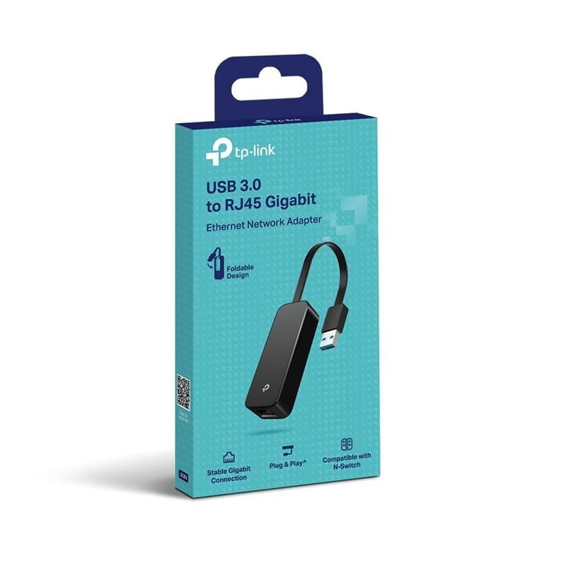 TP‑LINK UE306 USB 3.0 (USB 3.1 Gen 1) 10/100/1000 Mbps RJ‑45 Gigabit Ethernet Ağ Adaptörü – Katlanabilir USB Konnektör, ASIX AX88179 Çipset, Plug‑&‑Play (Nintendo Switch, Windows 11/10/8.1/7, Linux), Siyah