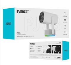 Everest PJ08 Beyaz 5200mAh Otomatik Odaklama 720P HD 4K Destekli 5200 Lümen Android 11 HD Projeksiyon Cihazı