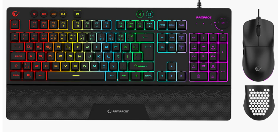RAMPAGE ECLIPSE Siyah USB RGB Aydınlatmalı Q Gaming Oyuncu Klavye Mouse Set Gaming Set