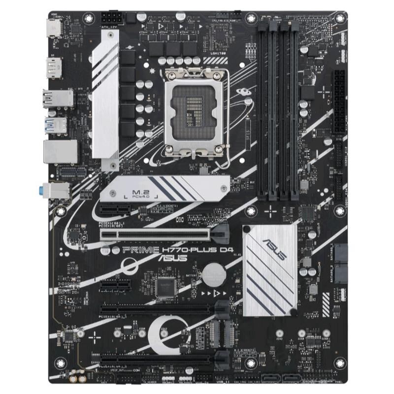 ASUS PRIME H770‑PLUS D4 Intel H770 LGA 1700 13. ve 12. Nesil Intel Core, Pentium Gold, Celeron İşlemciler Uyumlu DDR4 5066 MHz (OC) 4×DIMM ≤128GB Dual‑Channel 3×M.2