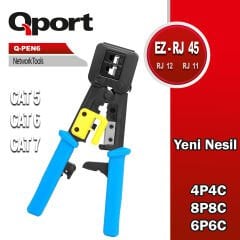 Qport Q-PEN6 Yeni Nesil EZ-RJ45 / RJ11 / RJ12 Korumalı Ağ (Network) Konnektör Pensesi
