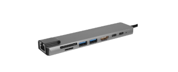 HYTECH HY-USBC83 USB Type-C 4K@30Hz Gri Metal 2xUSB 3.0 1xUSB 2.0 1000Mbps Ethernet PD Destekli Çoklu Bağlantı Hub