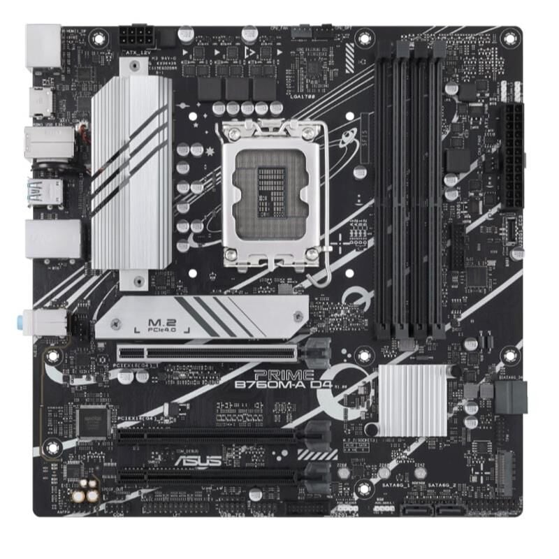 ASUS PRIME B760M‑A D4 DDR4 5333 MHz (OC) Intel B760 mATX Anakart • LGA 1700 • 2×M.2 PCIe 4.0 NVMe • 2×HDMI 2.1 + 1×DisplayPort 1.4 4K@60Hz • Realtek 2.5 Gb LAN • USB 3.2 Gen 2 Type‑A & Gen 1 Type‑C • OptiMem II • Aura Sync RGB
