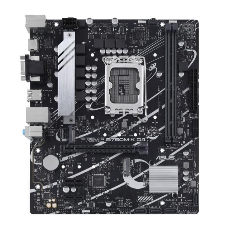 ASUS PRIME B760M-K D4 DDR4 5333MHz 1xVGA 1xHDMI 2xM.2 USB 3.2 mATX 1700P (12., 13. ve 14. Nesil İşlemci Uyumlu)