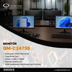 Quatronic QM-C2475S 24'' 1080 (HDMI+VGA) Speaker 75Hz Fhd Led Monitör