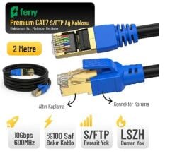 Feny FN-CAT7LS02 Cat7 10Gbps 600MHz 2 Metre Gold Konnektörlü Patch Kablo