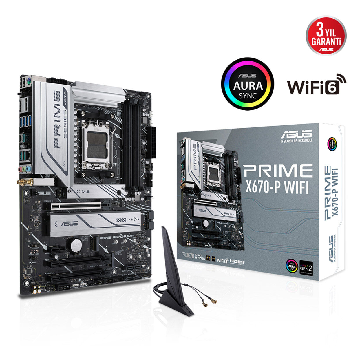 ASUS PRIME X670-P WIFI AMD X670 AM5 DDR5 6400 DP HDMI 3x M2 USB3.2 AX WiFi + BT