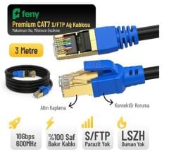 Feny FN-CAT7LS03 Cat7 10Gbps 600MHz Gold Uçlu 3 Metre Shielded Ethernet Patch Kablo
