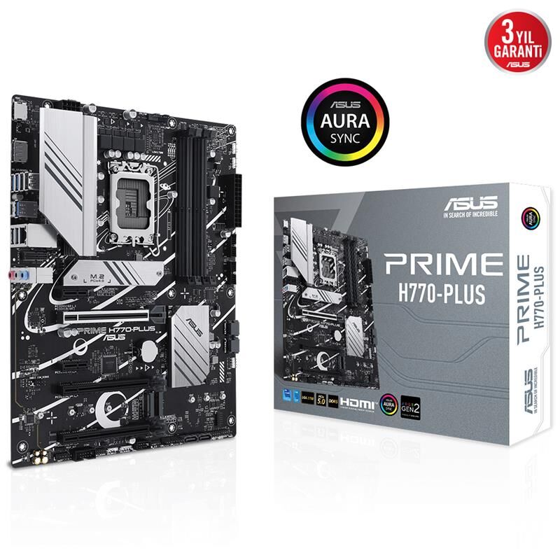 ASUS PRIME H770-PLUS DDR5 7200MHz 1xHDMI 1xDP 3xM.2 USB 3.2 ATX 1700P (12. ve 13. Nesil İşlemci Uyumlu)