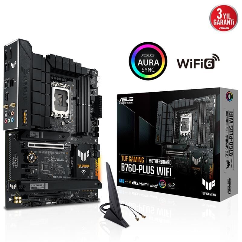 ASUS TUF Gaming B760-PLUS WiFi DDR5 7200MHz 1xHDMI 1xDP 3xM.2 USB 3.2 ATX 1700P (12. ve 13. Nesil İşlemci Uyumlu)