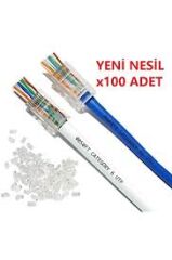 ApronX Yeni Nesil RJ45 Cat5e/Cat6 Uyumlu Şeffaf Konnektör 100 Adet Paket