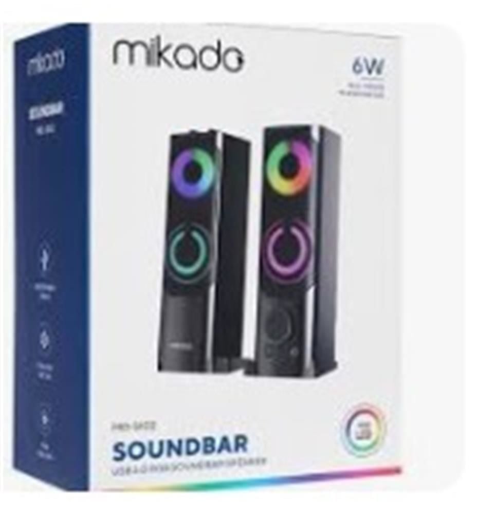 Mikado MD-S102 2.0 3W x2CH RGB Ledli Siyah USB Soundbar Speaker Hoparlör