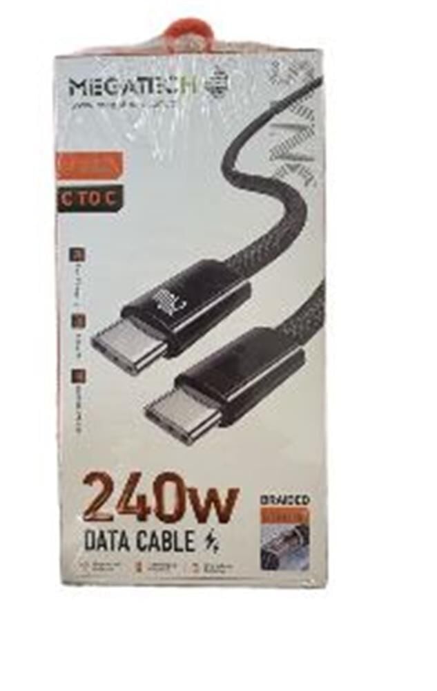 Megatech MT-240T 240W PD3.1 Hasır Örgü Type-C to Type-C Hızlı Şarj ve Veri Kablosu