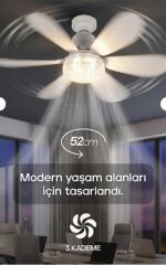 Feny Fn-F82 Zefira 3 Kademe Ultra Sessiz Uyku Mod 3000k-6500K Kristal Led Tavan Vantilatörü Kumanda