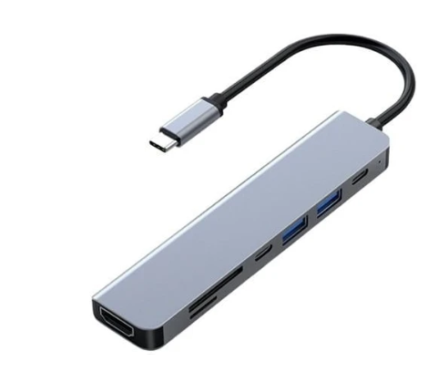 FRISBY FA-7684C USB-C 7-in-1 Multiport Adaptör (HDMI + USB 3.0 + SD/TF + PD + USB-C)