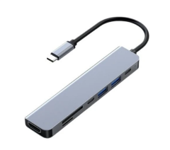 FRISBY FA-7684C USB-C 7-in-1 Multiport Adaptör (HDMI + USB 3.0 + SD/TF + PD + USB-C)