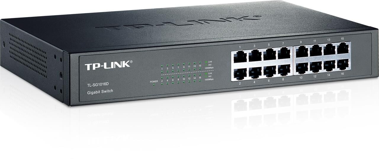 TP‑LINK TL‑SG1024D 24 Port 10/100/1000 Mbps Gigabit Auto‑MDI/MDIX Fanless Rack‑Mount Unmanaged Switch – Metal Kasa