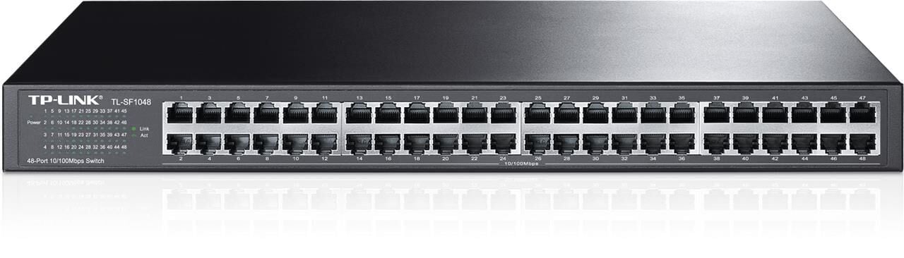 TP‑LINK TL‑SF1048 48 PORT 10/100Mbps Intel Metal Kasa 19″ 1U Rack‑Mount Fanless Unmanaged Switch