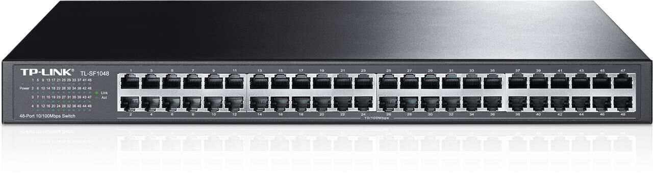 TP‑LINK TL‑SF1048 48 PORT 10/100Mbps Intel Metal Kasa 19″ 1U Rack‑Mount Fanless Unmanaged Switch