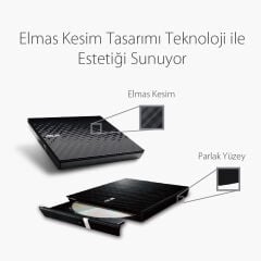 Asus SDRW-08D2S-U Lite Slim Harici USB 2.0 DVD Yazıcı - Siyah